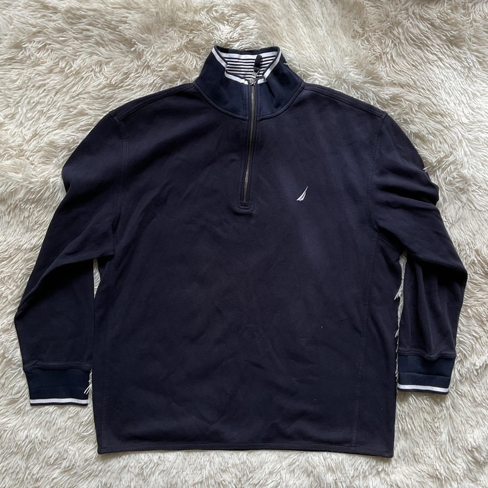 NAUTICA Men’s Quarter 1/4 Zip Blue Pullover Sweater